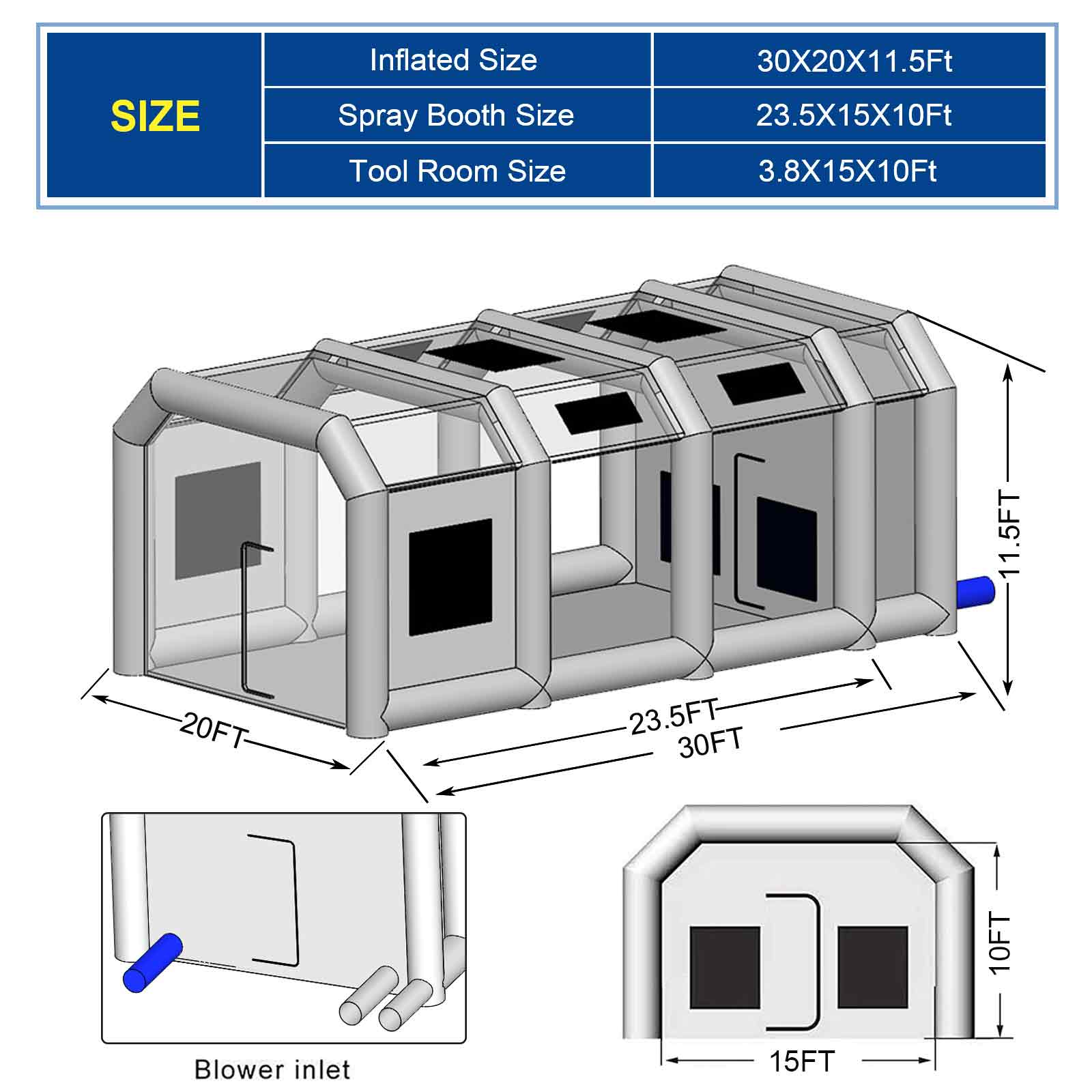 FLAPKWAN 30X20X11.5FT Inflatable Paint Booth Portable Car Spray Booth –  flapkwan